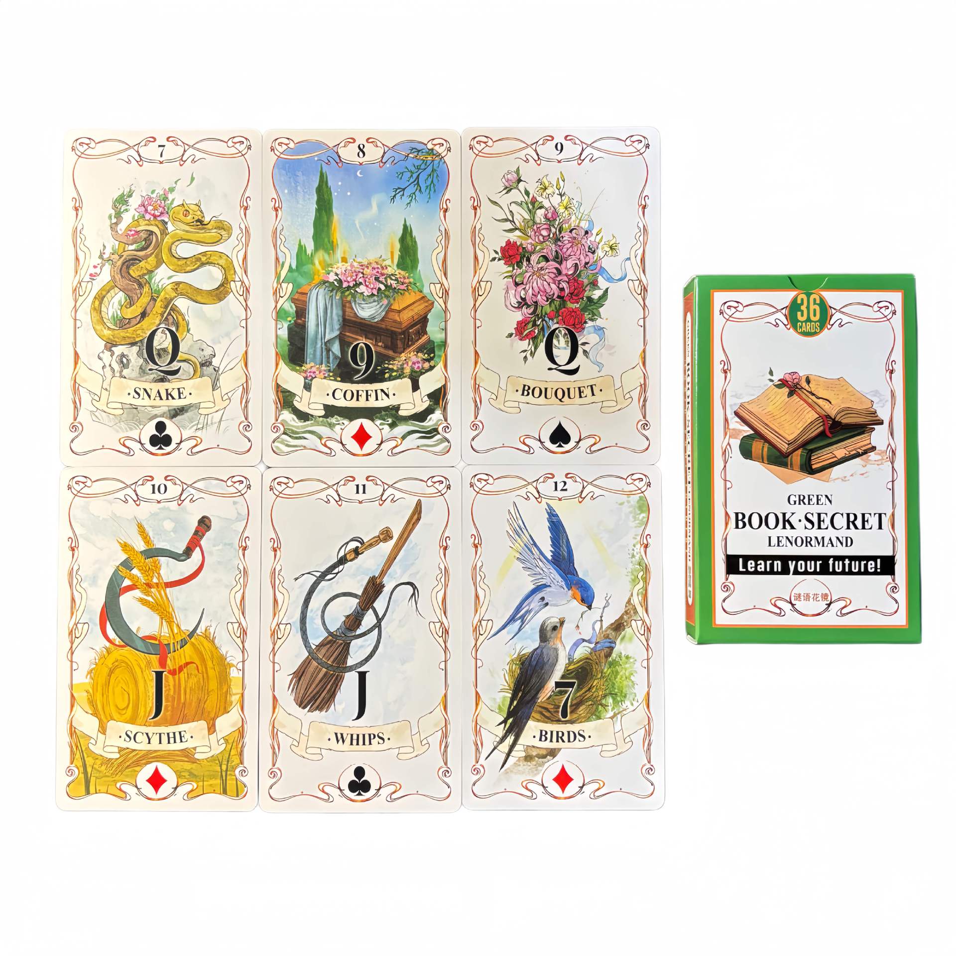 Green Book Secret Lenormand Or - огляд і ціна Tarot Cards Deck With Guidebook